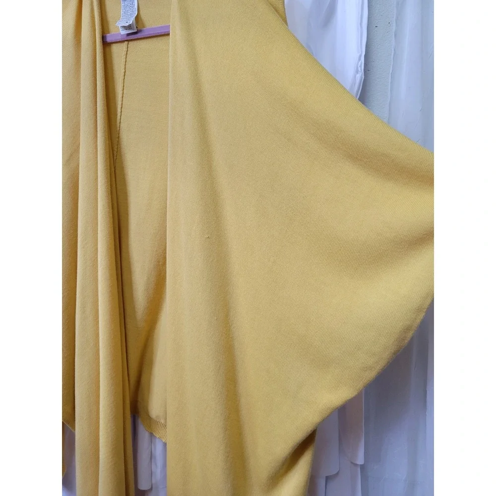 Forever 21 Mustard Yellow Open Front Draped Knit Cardigan Dolman Sleeve L 1604